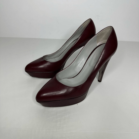 SERGIO ROSSI Oxblood Red Wine Platform Pump Heel patent leather womens 39 US 9 - Picture 2 of 8